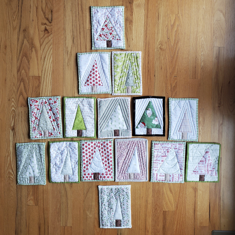 Patchwork forest mug rugs Patchwork forest mug rugs